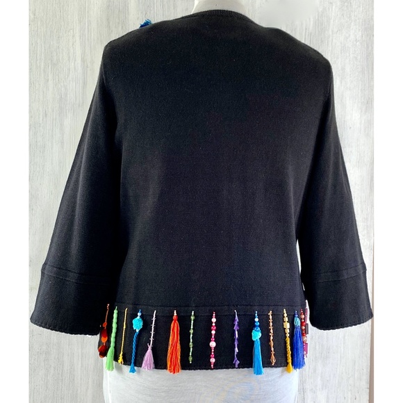 MICHAEL SIMON Dangling Jewel + Tassle Knit Top - Picture 4 of 10